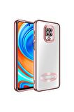 Xiaomi Redmi Note 9S Kılıf Logo Yeri Açık Kamera Lens Korumalı Renkli Kenarlı Şeffaf Silikon