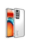 Xiaomi Redmi 10 Kılıf Logo Yeri Açık Kamera Lens Korumalı Renkli Kenarlı Şeffaf Silikon
