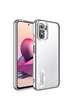 Xiaomi Redmi Note 10 Kılıf Logo Yeri Açık Kamera Lens Korumalı Renkli Kenarlı Şeffaf Silikon