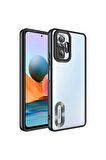 Xiaomi Redmi Note 10 Pro Kılıf Logo Yeri Açık Kamera Lens Korumalı Renkli Kenarlı Şeffaf Silikon