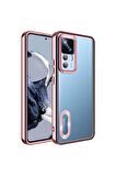 Xiaomi Mi 12T Kılıf Logo Yeri Açık Kamera Lens Korumalı Renkli Kenarlı Şeffaf Silikon