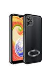 Samsung Galaxy A04 Kılıf Logo Yeri Açık Kamera Lens Korumalı Renkli Kenarlı Şeffaf Silikon