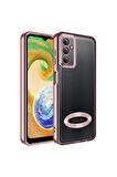 Samsung Galaxy A04S Kılıf Logo Yeri Açık Kamera Lens Korumalı Renkli Kenarlı Şeffaf Silikon