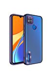 Xiaomi Redmi 9C Kılıf Logo Yeri Açık Kamera Lens Korumalı Renkli Kenarlı Şeffaf Silikon