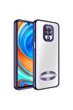 Xiaomi Redmi Note 9 Pro Kılıf Logo Yeri Açık Kamera Lens Korumalı Renkli Kenarlı Şeffaf Silikon