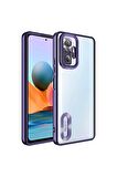 Xiaomi Redmi Note 10 Pro Kılıf Logo Yeri Açık Kamera Lens Korumalı Renkli Kenarlı Şeffaf Silikon