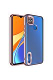 Xiaomi Redmi 10A Kılıf Logo Yeri Açık Kamera Lens Korumalı Renkli Kenarlı Şeffaf Silikon