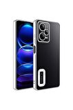 Xiaomi Redmi Note 12 5G Kılıf Logo Yeri Açık Kamera Lens Korumalı Renkli Kenarlı Şeffaf Silikon