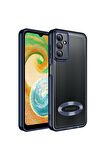 Samsung Galaxy A14 Kılıf Logo Yeri Açık Kamera Lens Korumalı Renkli Kenarlı Şeffaf Silikon
