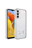 Samsung Galaxy M14 Kılıf Logo Yeri Açık Kamera Lens Korumalı Renkli Kenarlı Şeffaf Silikon