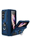 Samsung Galaxy Z Fold 5 Kılıf Yüzüklü Standli Tank Kapak