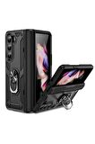 Samsung Galaxy Z Fold 5 Kılıf Yüzüklü Standli Tank Kapak