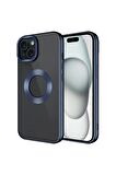 Apple iPhone 15 Plus Kılıf Tek Kamera Çerçeveli Renkli Kenarlı Logo Yeri Açık Şeffaf Silikon