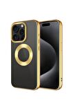 Apple iPhone 15 Pro Kılıf Tek Kamera Çerçeveli Renkli Kenarlı Logo Yeri Açık Şeffaf Silikon
