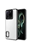 Xiaomi Mi 13T Kılıf Logo Yeri Açık Kamera Lens Korumalı Renkli Kenarlı Şeffaf Silikon