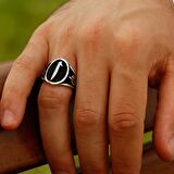 Elif Vav Yazılı Elif Motifli 925 Ayar Gümüş Erkek Yüzük