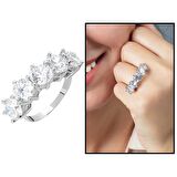 Starlight Diamond Pırlanta Montür 925 Ayar Gümüş Bayan Baget Yüzük