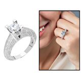 Starlight Diamond Pırlanta Montür Avangarde 925 Ayar Gümüş Kadın Tektaş Yüzük