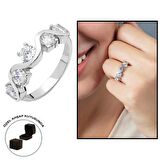 Starlight Diamond Pırlanta Montür Asimetrik 925 Ayar Gümüş Kadın Beştaş Yüzük