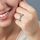 Starlight Diamond Pırlanta Montür Asimetrik 925 Ayar Gümüş Kadın Beştaş Yüzük