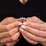 Starlight Diamond Pırlanta Montür Klasik Tasarım 925 Ayar Gümüş Kadın Beştaş Yüzük