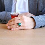 Faset Kesim Yeşil Paraiba Taşlı 925 Ayar Gümüş Erkek Yüzük
