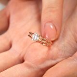 Beyaz Zirkon Taşlı Çark Tasarım Rose Renk Free Size 925 Ayar Gümüş Kadın Yüzük