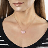 Zirkon Taşlı Çift Kalp Tasarım Pembe 925 Ayar Gümüş Kadın Kolye