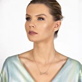 Kişiye Özel İsim Yazılı Rose Renk 925 Ayar Gümüş Aşk-Sonsuzluk Kolye