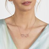 Kişiye Özel İsim/Tarih Yazılı Rose Renk 925 Ayar Gümüş Sonsuzluk-Kalp Kolye