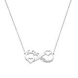 Kişiye Özel İsim/Tarih Yazılı 925 Ayar Gümüş Sonsuzluk-Kalp Kolye