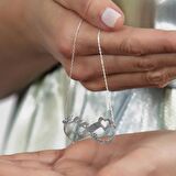 Kişiye Özel İsim/Tarih Yazılı 925 Ayar Gümüş Sonsuzluk-Kalp Kolye