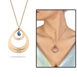 Kişiye Özel İsim Yazılı Rose Renk 925 Ayar Gümüş Kadın Üç Damla Kolye