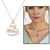 Kişiye Özel İsim/Tarih Yazılı Rose Renk 925 Ayar Gümüş Kelebek-Kalp Kolye