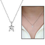 Zirkon Taşlı 925 Ayar Gümüş Tektaş Kolye