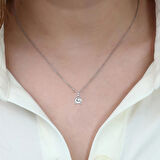 Zirkon Taşlı 925 Ayar Gümüş Tektaş Kolye