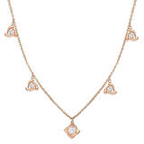 Zirkon Tektaş-Rüzgar Gülü Kombinli Rose Renk 925 Ayar Gümüş Şans Kolyesi