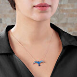 Mavi Zirkon Taşlı Martı Tasarım 925 Ayar Gümüş Kadın Kolye