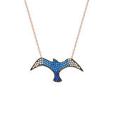 Mavi Zirkon Taşlı Martı Tasarım 925 Ayar Gümüş Kadın Kolye