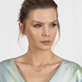 Yatay Tasarım Kişiye Özel İsim Yazılı Gold Renk 925 Ayar Gümüş Kadın Kolye