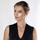 Zirkon Taşlı Kalp Tasarım Eros Temalı 925 Ayar Gümüş Kolye