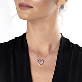 Zirkon Taşlı Kalp Tasarım Eros Temalı 925 Ayar Gümüş Kolye