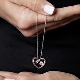 Zirkon Taşlı Kalp Tasarım Eros Temalı 925 Ayar Gümüş Kolye