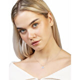 Lacivert-Beyaz Zirkon Taşlı Göz Tasarım Silver Renk 925 Ayar Gümüş Kadın Kolye