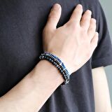 Küre Kesim Siyah Oniks-Lapis-Hematit Kombinli Doğaltaş Bileklik