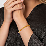Bal-Sarı Renkli Silindir Kesim Doğal Damla Kehribar Kadın Bileklik