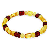 Sarı-Kırmızı Silindir&Küp Kesim Doğal Damla Kehribar Erkek Bileklik