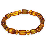 Bal Rengi Silindir Kesim Doğal Damla Kehribar Erkek Bileklik