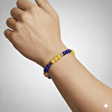 Küre Kesim Sarı Lacivert Jade Hematit Doğaltaş Erkek Taraftar Bileklik