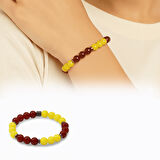 Küre Kesim Sarı Kırmızı Jade Akik Hematit Doğaltaş Kadın Taraftar Bileklik